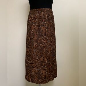 Briggs Skirt-Brown Black Tan Paisley Pattern-Polyester Spandex Blend-10 Regular